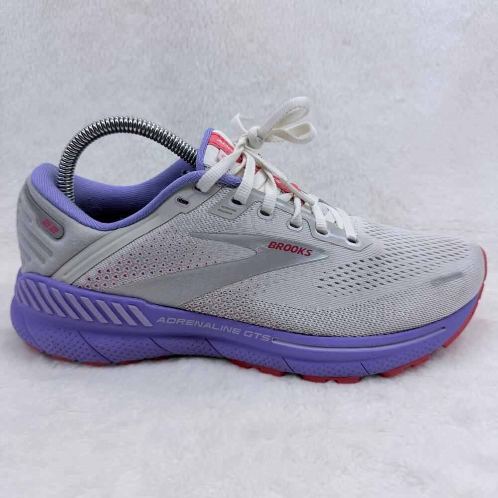 Brooks Adrenaline GTS 22 Womens White Purple Running Shoes Size 8.5 Running Shoe